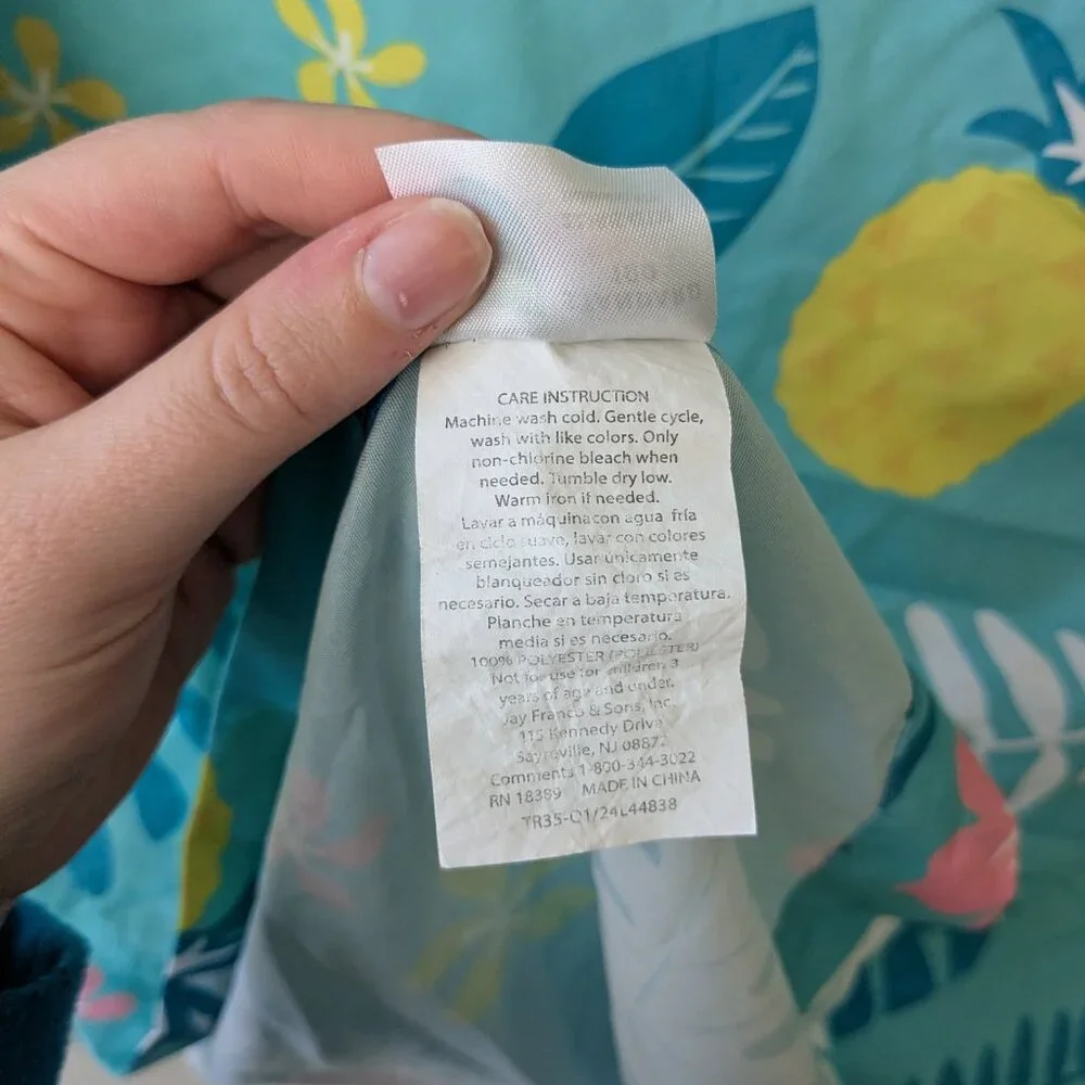 Disney Stitch Teal Twin Size Top Sheet Tropical Leaves Lilo and Stitch